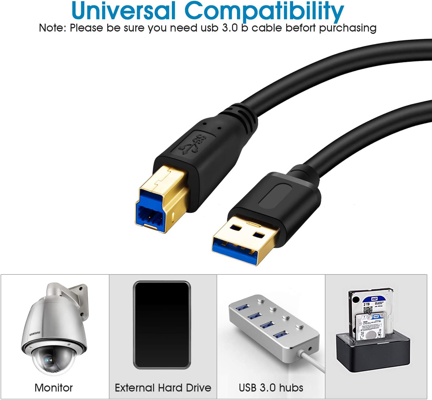 USB 3.0 Cable A Male to B 3.0
