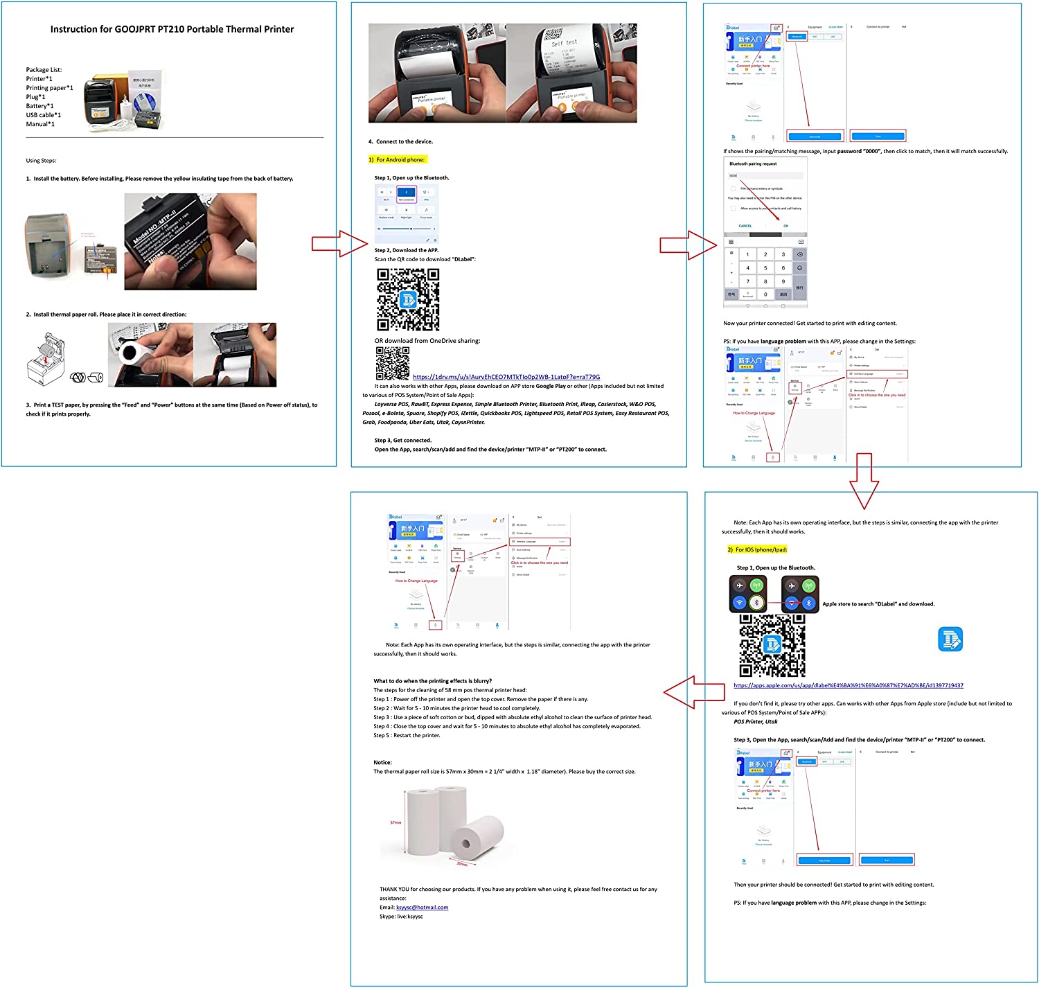GOOJPRT Mini Portable Bluetooth Thermal Label Receipt